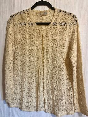 Snowflakes Pure Wool Open Knit Cardigan